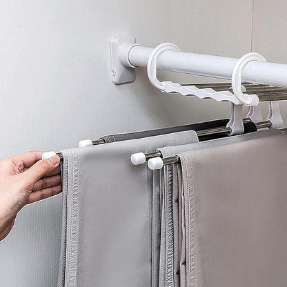5-in-1 Stainless Steel Hanger – Multi-Layer Clothes Organiser for Wardrobe